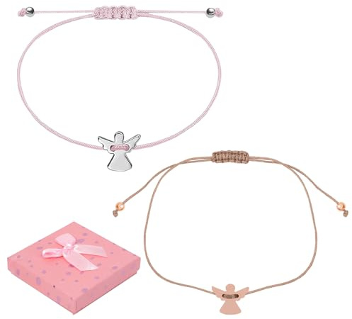 YUZHEDM 2 st armband för flickor, med presentförpackning, skyddsängel, damarmband, med justerbart flätat rep, perfekt som present till nattvarden, dop, konfirmation, dop, nattvard