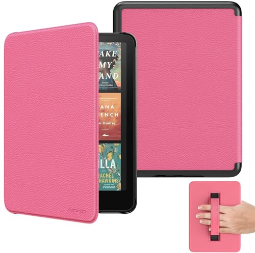 MoKo Hülle für Kindle Paperwhite 7 (12. Gen, 2024), Magenta | Kompatibel mit Kindle Colorsoft Signature Edition 2024, leichte Hülle mit Handschlaufe, Auto Schlaf/Wach