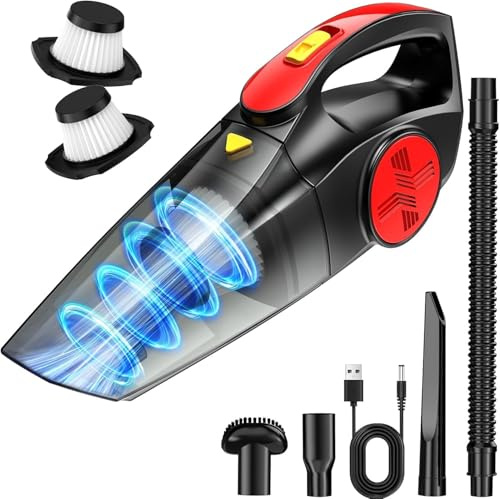 CFEN Aspirador de Mano sin Cable Potente 9000Pa, con Batería Recargable y 2 Filtros HEPA Lavables, Carga Rápida 75W, Ligero Ideal para Pelo de Mascotas, Coche, Hogar
