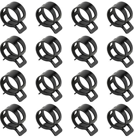 Songella Fascette Stringitubo a Molla 25mm Morsetto a Molla Fascette Stringitubo Regolabile per Tubi Carburante per Autoveicoli 16 Pezzi Nero
