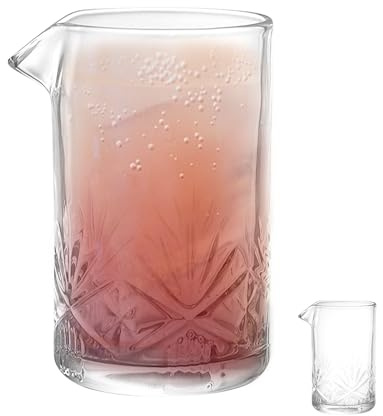 Sewroro Decanter in Vetro 700 Ml per Miscelazione Cocktail Beccuccio Versatore Intagliato Bicchiere per Mescolare Stabile per Uso Domestico e Bar