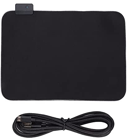 MDKSOUITY Tapis de Souris de Jeu RVB, Grand Tapis de Souris LED avec Base en Caoutchouc Brillant et antidérapant pour Accessoires de Jeu sur Ordinateur, Tapis de Clavier rétroéclairé 35 x