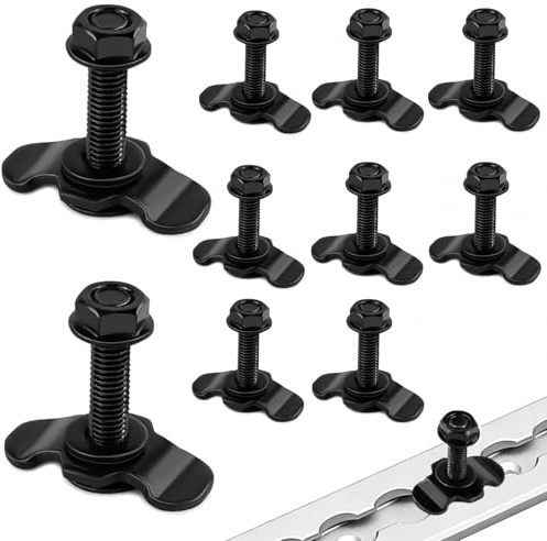 10 Stück Schraubfitting für Airlineschiene M8x40 Airline Fitting für Zurrschienen, Schraubfitting Set Single Endbeschlag zur Ladungsicherung für Wohnwagen,Transporter und Anhänger