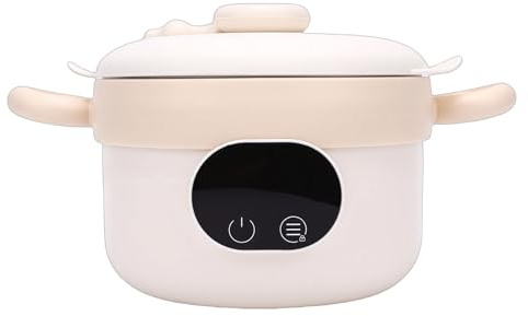 banapoy Portapranzo Elettrico 470Ml, Ciotola Scaldavivande Portatile per Bambini in Acciaio Inossidabile, Ciotola Isolata Riscaldatore per Contenitori per Alimenti Senza Fili (Color crema)