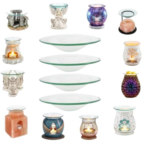 Spare Glass Dish For Oil Burners, 4-Pack Heat-Resistant Glass Dishes for Wax & Oil Burners, Spare Dish Bowls Compatible with Electric Wax Melters, Scented Oil Lamps for Home Decor
