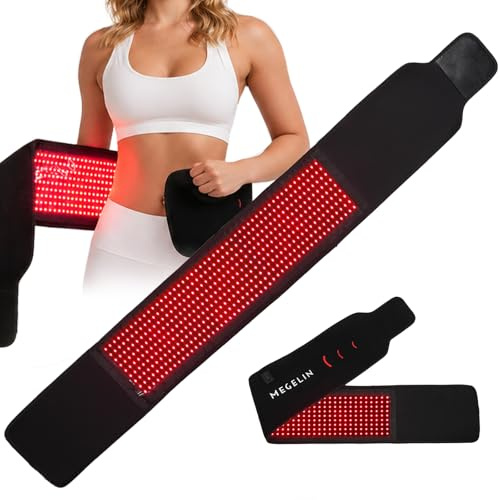 Megelin ContourLux - Cintura a luce rossa con 1350 LED, con impostazioni del tempo, 6 modalità di illuminazione, cintura per terapia della luce rossa per gambe, schiena, vita, spalle