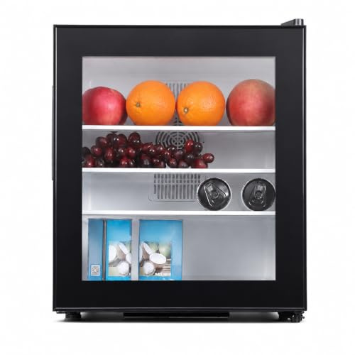 Mini Fridge With Lock 30L Glass Door Upright Cooler Quiet 28dB Compact Appliance For Office Dorm And Wine Storage