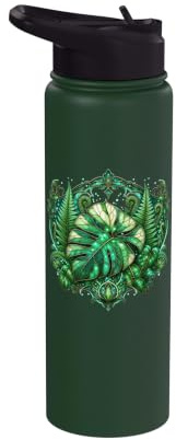 Monstera Fern Tropical Leaves Botanical Art Stainless Steel Insulated Water Bottle