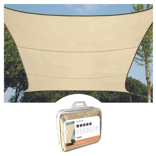 Perel Telo ombreggiante quadrato 3.6 x 3.6 m in HDPE traspirante e permeabile, protezione UV 90%, effetto rinfrescante, champagne