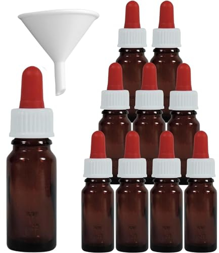 Viva Haushaltswaren 10 Bottiglie da Farmacista in Vetro Marrone, Vetro, Marrone, 10 ml