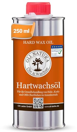 OLI-NATURA Hartwachsöl - 0.25L, farblos, natur - Holzöl für Möbel, Treppen, Türen & mehr - geprüft Allergikerfreundlich, lebensmittelecht-zertifiziert