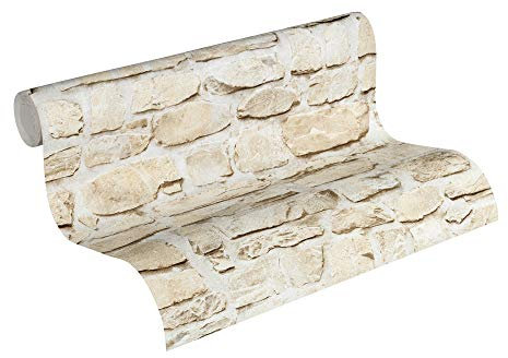 A.S. Création Carta Da Parati Mattoni Elements Carta da parati tessuto non tessuto 10.05 m x 0.53 m Beige Giallo Prodotto in Germania 363703 36370-3