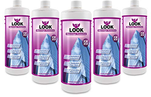 KABITEC LOOK Profi Glasreiniger-Konzentrat, 5x 1000 ml │ Fensterreiniger streifenfrei brillanter Glanz Universalreiniger Oberflächenreiniger