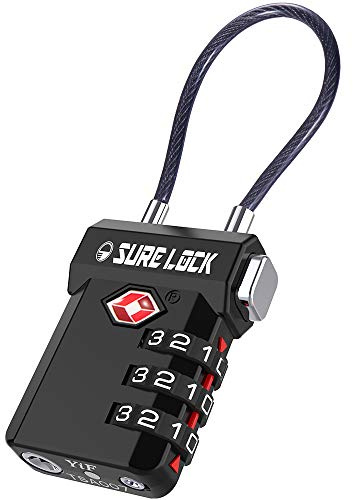 SURE LOCK TSSA kompatibla resebagagelås, inspektionsindikator, lättlästa visare (svart 1 pack)