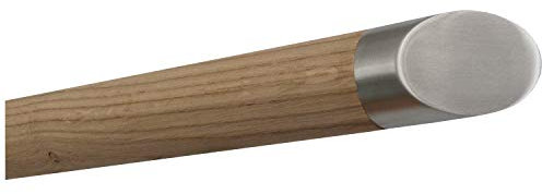 TIBU Eiche Handlauf Holz Geländer unbehandelt roh fein geschliffen 42 mm mit Edelstahl Endstücken ohne Halter Länge: 4600 mm / 460 cm / 4,6 m Enden: schräges Endstück