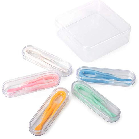 ofone 5 st mini reseplast kontaktlins insättning och borttagningsverktyg. Kontaktlinspinne verktygslåda set (insättare/borttagare + pincett med mjuk spets) (färg-I)