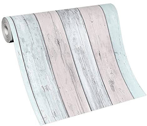 Erismann 10200-18 Vliestapete Antik Holz rustikal hell blau grau rosa bretter verwittert shabby Imitations 2