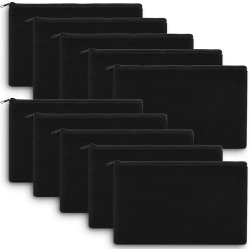 Aibeli 10 Stück DIY Blanko Stoffbeutel Klein Mäppchen zum Bemalen Verzieren | Kosmetiktasche klein mit Reißverschluss, Stofftasche zum Bemalen, Federmäppchen, Beutel zum Bemalen, Tasche klein, Täschchen