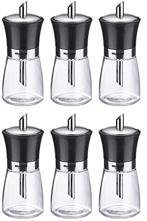 Westmark Zuckerdosierer-Display, Inhalt: 6 Dosierer, Fassungsvermögen: je 190 ml, Glas/Rostfreier Edelstahl/Kunststoff, Blacky, Transparent/Schwarz/Silber, 63592611