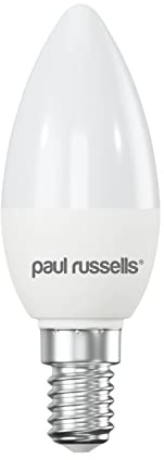 paul russells LED Candle – Small Edison Dimmable Screw Light, 5.5W E14 C37 LED Bulbs, 40w Equivalent, 2700K Warm White, Dimmer SES Energy Saving Ceiling Lightsbulbs, Pack of 1
