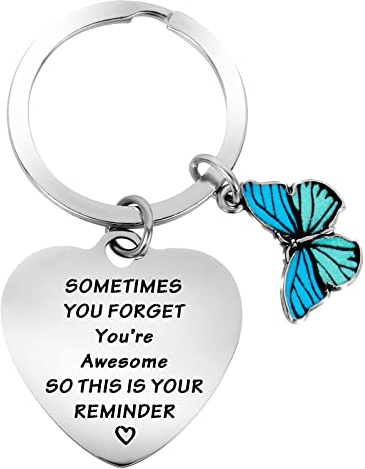 Cobee Inspirational Gifts Schlüsselanhänger für Frauen, Edelstahl Motivationsschlüsselanhänger Ermutigung Schlüsselanhänger Manchmal vergisst man, dass man toll ist Schlüsselanhänger (Blau)