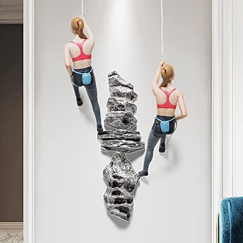 2 STÜCKE Kletternde Mädchen Wandskulpturen Kunstdekor, 3D Harz Kletterer Wandbehang Deko Statue für Wohnzimmer Schlafzimmer Büro