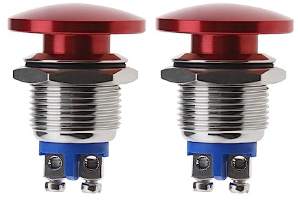 Be In Your Mind 2 Pezzi Interruttore A Pulsante Con Testa A Fungo Rosso Interruttore A Pulsante Impermeabile Avvio Rotondo Per Auto SUV Camion Camper Barca 16MM