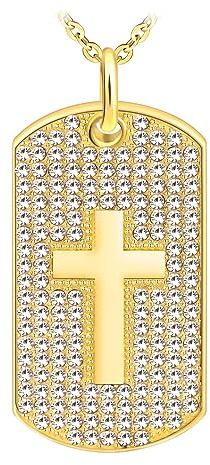 Feilok Halskette für Männer Hundemarken Edelstahl Herren Halskette mit Anhänger Kreuz Dog Tag Erkennungsmarke für Männer