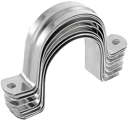 3inch Two Hole Strap U Bracket Stainless Steel Tube Strap Tension Clip Assortment Kit Heavy Duty Rigid Pipe Strap Clamp for The Inner Diameter of Water Pipe is 3inch 6Pcs (90mm)
