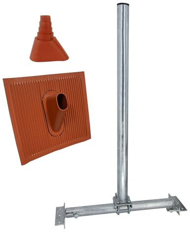 Premium X Dachsparrenhalter SOLID X85-48 Sparrenhalter SAT Antenne Dach Halterung ALU Dachziegel rot Manschette Montage Set