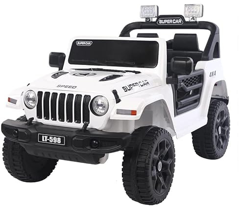 Playhouse Kinder Elektroauto Jeep LT Off Road 4x4, 4 Motoren 12V, 12V 9ah, 4 Stoßdämpfer, Eva-Räder, Kinderauto Kinderfahrzeug Elektroauto (3.weiß)