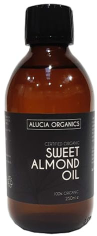 ALUCIA ORGANICS Olio di Mandorle Dolci (Sweet Almond Oil) Biologico Certificato - Olio puro al 100% per viso, corpo e capelli - Naturale, spremuto a freddo e non raffinato - Vegano (250ml)
