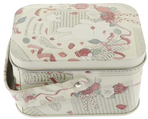 Zerodeko Barattolo in latta per biscotti, barattolo di caramelle in latta vuota, contenitore per biscotti con coperchio e manico