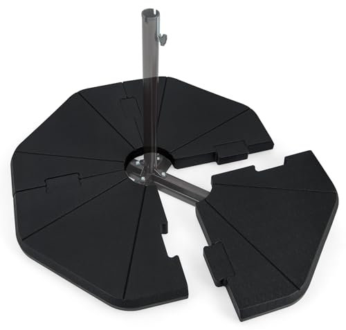 HAPPYGRILL Cantilever Offset Patio Umbrella Base, 208 lbs Capacity Water Sand Filled Umbrella Stand with Easy-To-Fill Spouts, Heavy-Duty Weighted Base Plate Set for Garden Deck Poolside