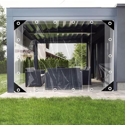 Heavy Duty Waterproof Clear Tarp-Thicken Clear PVC Tarps Transparent Tarpaulin with Grommets for Winter Frost Frost Protection Sun Pest Protection and Covers Outdoor Plants ( Size : 3x5.5m/9.8x18ft )