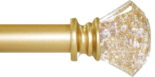 Ycolnaefllr Curtain Poles 46 to 114cm,Crystal Curtain Poles for Eyelet Curtains, Modern Decorative Heavy Duty Adjustable Curtain Rod for Living Room, Dining Room,Bedroom, Crystal Finials Gold