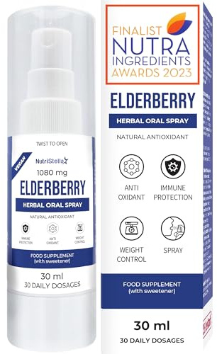 Immune System Booster - Premium Elderberry Extract - Finalist NutraIngredients Awards 2023 - Polyphenols - Anthocyanins - Immunity - Strong Antioxidant Spray - High Bioavailability