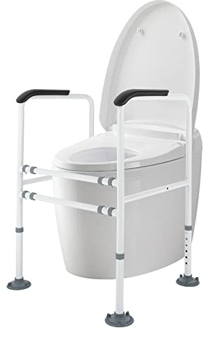 Aufstehhilfe Toilette Höhenverstellbar, WC-Handlauf Toilettengestell, Aufstehhilfe Stützhilfe Stützgriff, WC Haltegriff, für senioren, Behinderte, postoperativem Rehabilitationspersonal