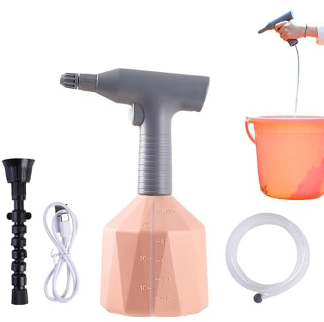 Regadera eléctrica de mano, regadera automática de 1 litro con tubo de agua de 2,5 m, regadera, rociador de plantas, rociador de pilas recargables para jardín, fertilización, limpieza