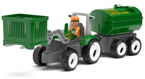 MultiGO Farm Set Sandkasten Spielzeug für Kinder ab 3 Jahre - Figuren Pokeeto Farmer mit Traktor - Sandspielzeug für Outdoor Spiele - Auto für den Garten