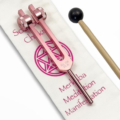 272.20 Merkaba Soul Star Weighted Stimmgabel, Soul Purpose (8.) in Pink | Mit Tragetasche und Klöppel, Stimmgabel für Heilung und Manifestation - Klangtherapie-Instrumente