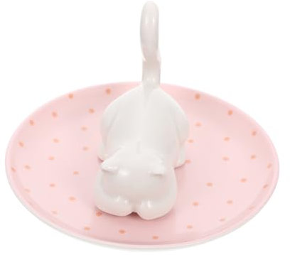 ANDRESLAD Schmucktablett Katze Design Schale Ringhalter Schmuckdisplaytablett Schmuckaufbewahrungstablett Keramik Schmuck Organizer Für Schlafzimmer Wohnzimmer Küche
