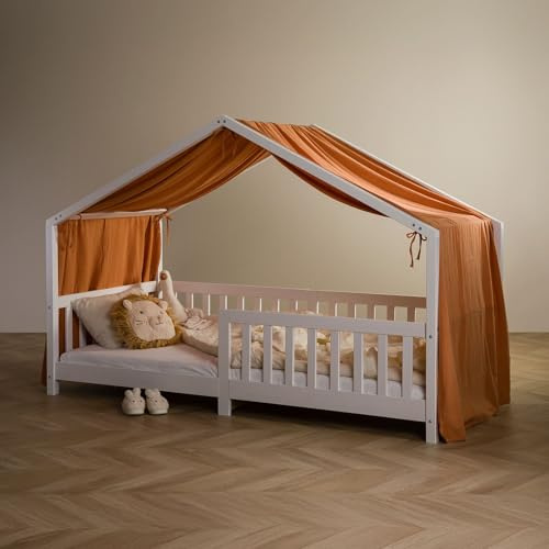 IDIMEX Rideau de lit LIAN en Mousseline 100% Coton 125 x 390 cm, pour Lits cabanes Enfants, Tissu léger et Doux, Cuivré
