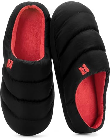 RockDove Pantofole da Campeggio in Memory Foam per Uomo, Taglia 40/41 EU Uomo, Nero e Rosso