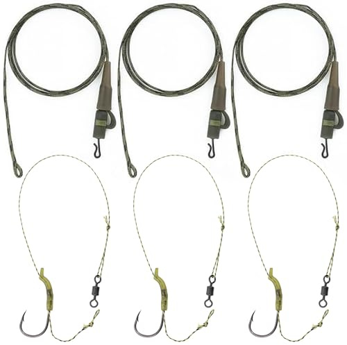 HAOBIN 6 Stücke Angelgerät Leader Clips Karpfen Clip Karpfen Angelhaken Karpfenangeln Inline Rig Set Karpfen Vorfächer Karpfen Angelschnur Set Zubehör zum Karpfenangeln