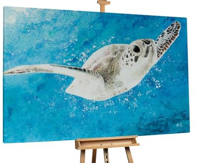 KunstLoft Ölgemälde 'Explorer of the Ocean' 180x120cm | Original Handgemalte Gemälde | Mediterran | Blau und Weiß | Leinwand-Bild Ölgemälde einteilig groß | Modernes Kunst Ölbild