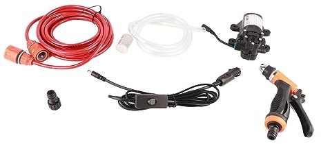 Kit di lavaggio auto elettrico ad alta pressione da 12 V, pompa 'acqua, pistola a spruzzo, kit di lavaggio, mini autolavaggio portatile per la pulizia 'auto, lavaggio a barca, uso