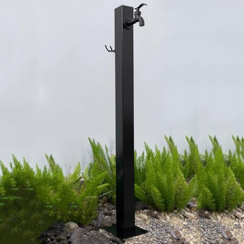 Fontana da Giardino Indipendente, Colonna d'Acqua per Esterni, Colonna d'Acqua per Esterni con Rubinetto - Fontana da Giardino Indipendente, Design a Base Quadrata, Facile Installazione per