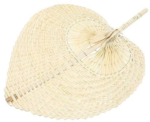 Hohopeti Abanico de Palma Mano Ventilador de Natural para Verano Ligero y Decorativo para Uso Mano o Pared Color Amarillo