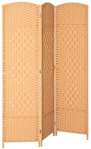 HOMCOM Paravent intérieur en Bois, 3 Panneaux, 135 x 180 cm, séparateur de pièce Pliable, pour Salon, Chambre à Coucher, Maison, Brun Clair